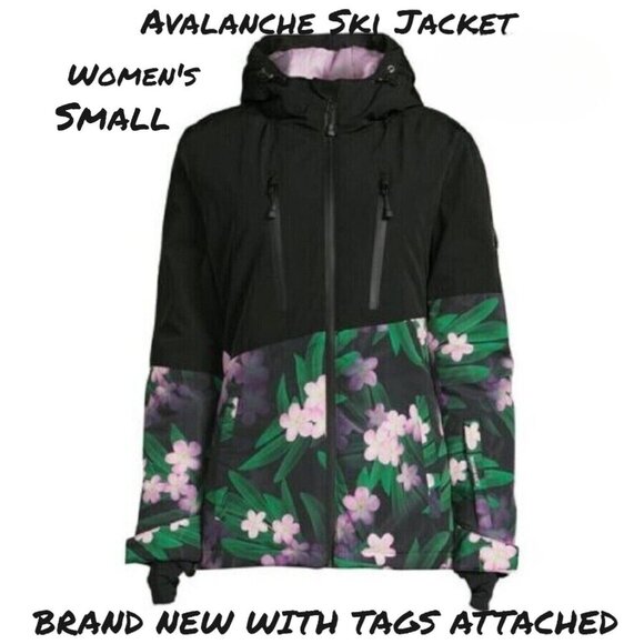 Avalanche Jackets & Blazers - Avalanche Puffer Parka Anorak Coat Ski Jacket Black Flowers Women Small New